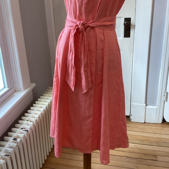 Jones New York Peach Linen Belted Wrap Dress, Size 8 - Picture 9 of 17